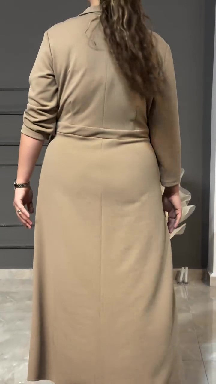 Chic Beige Wrap Dress