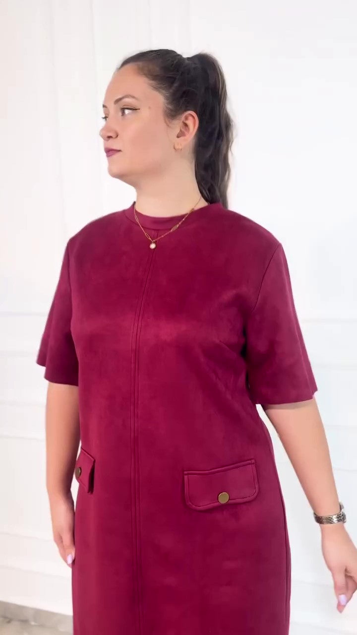 Burgundy Pocket Dress