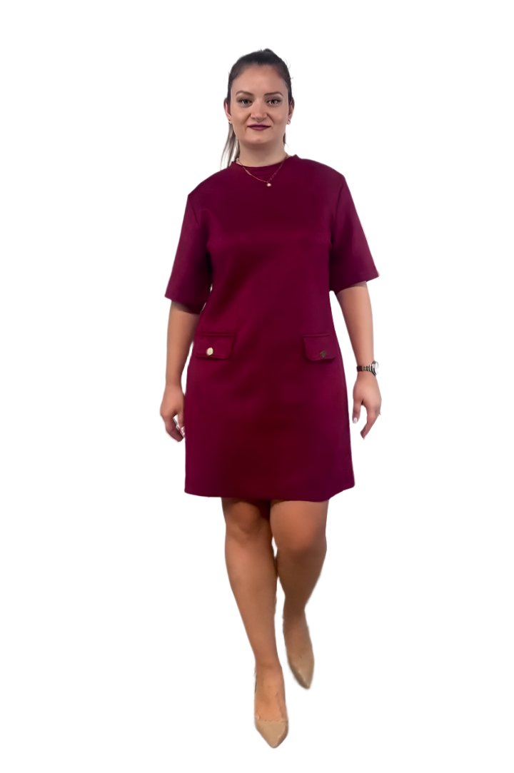 Burgundy Pocket Dress