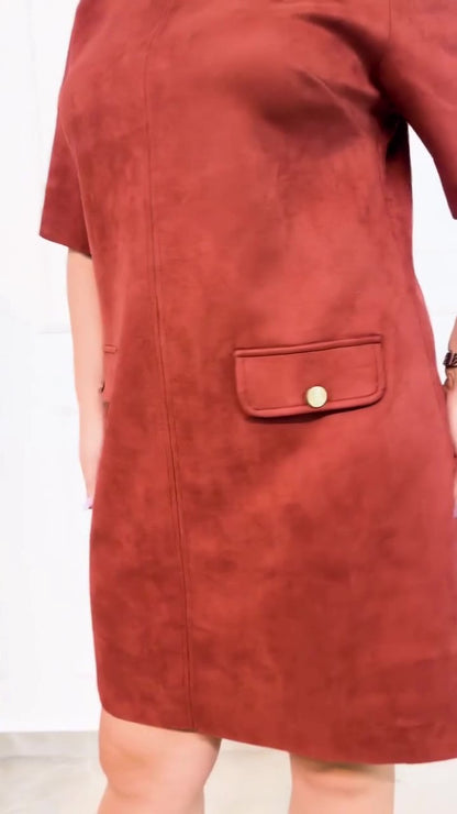 Burgundy Pocket Dress