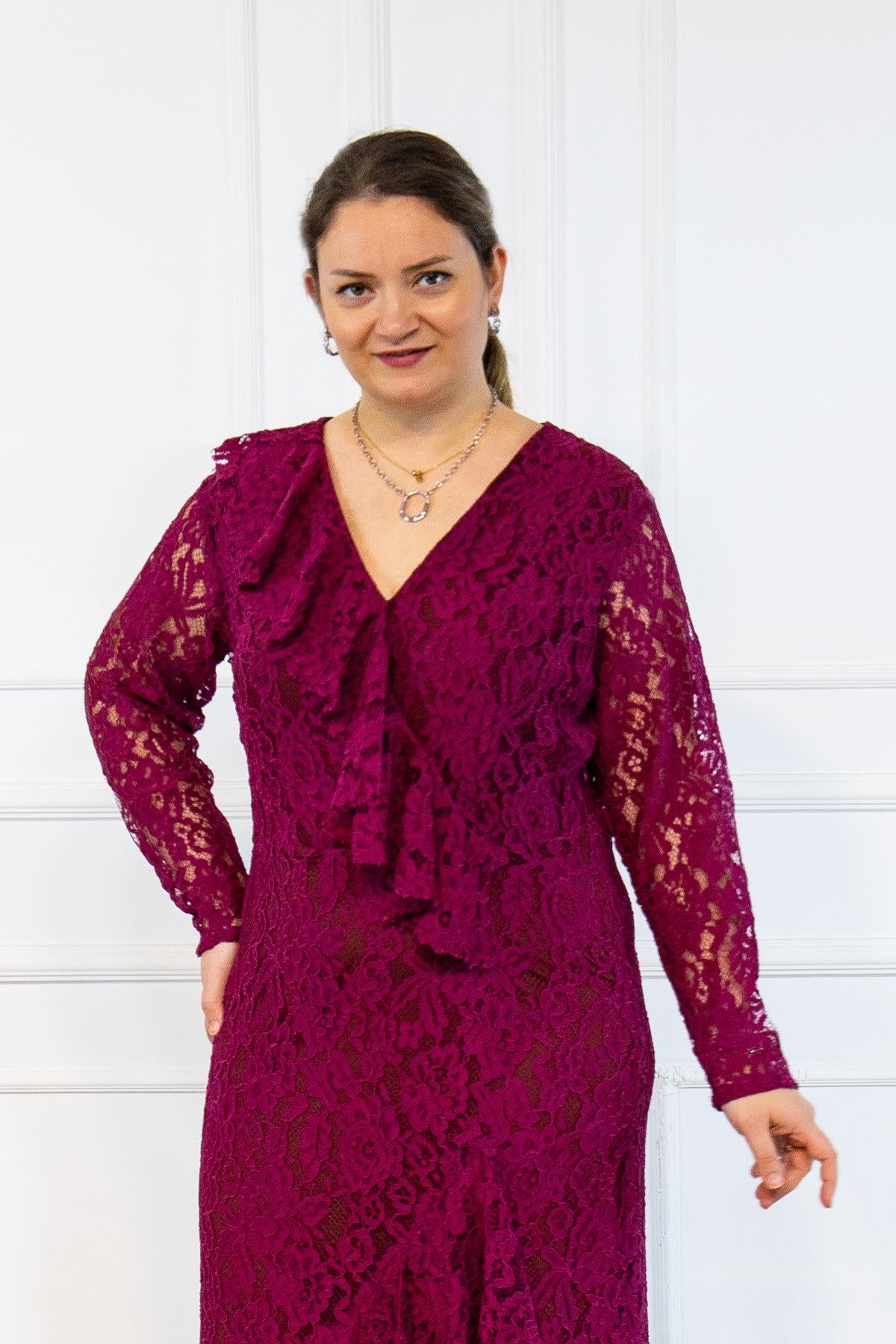 Vibrant Burgundy Lace Dress