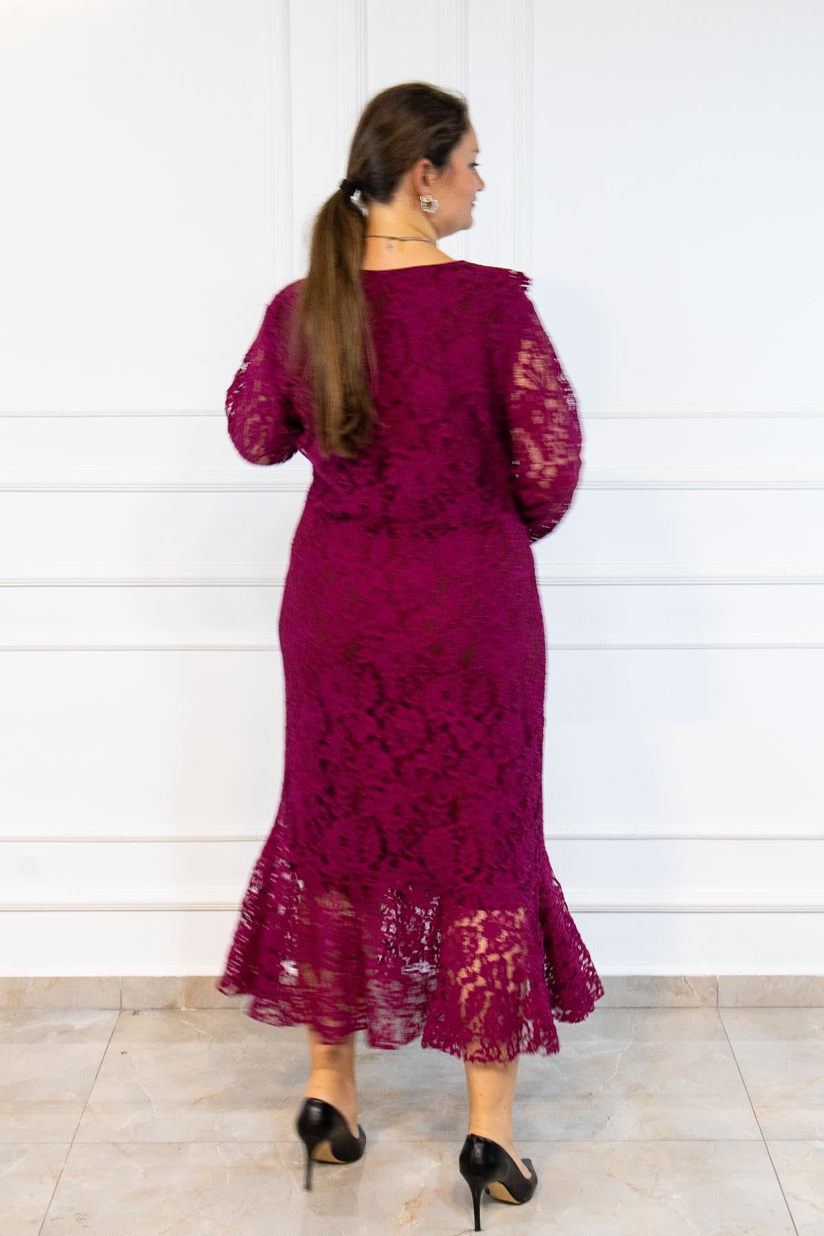 Vibrant Burgundy Lace Dress