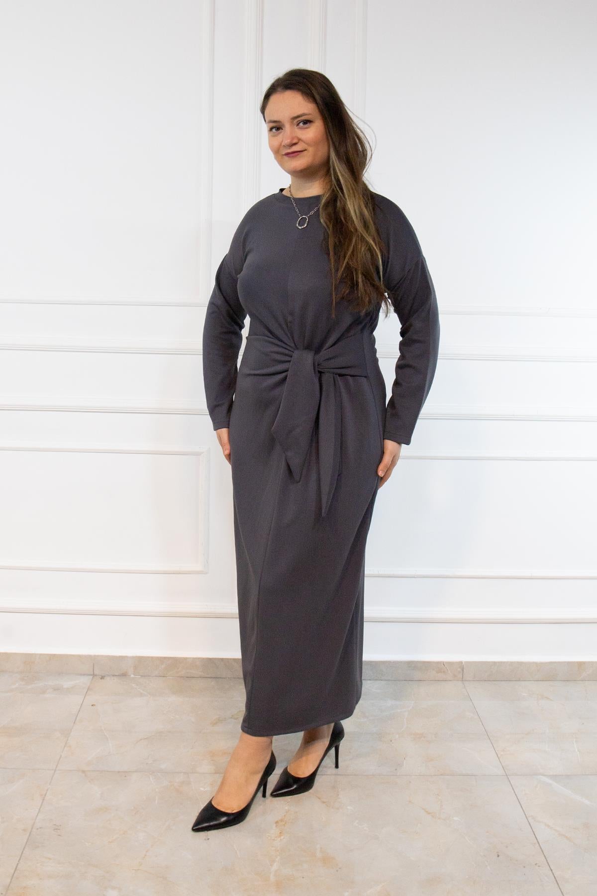 Elegant Charcoal Gray Maxi Dress