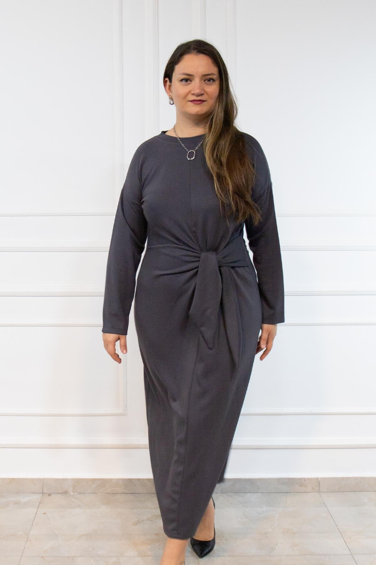 Elegant Charcoal Gray Maxi Dress