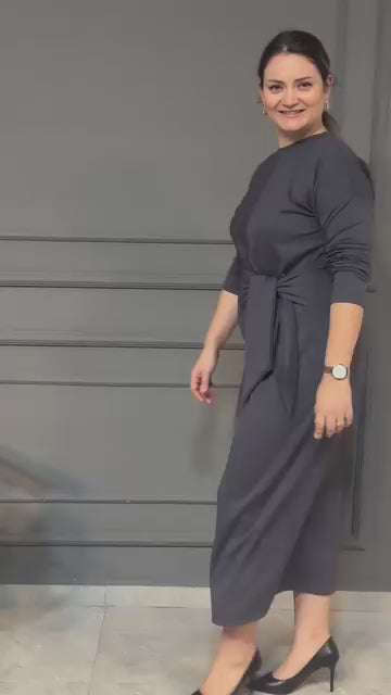 Elegant Charcoal Gray Maxi Dress